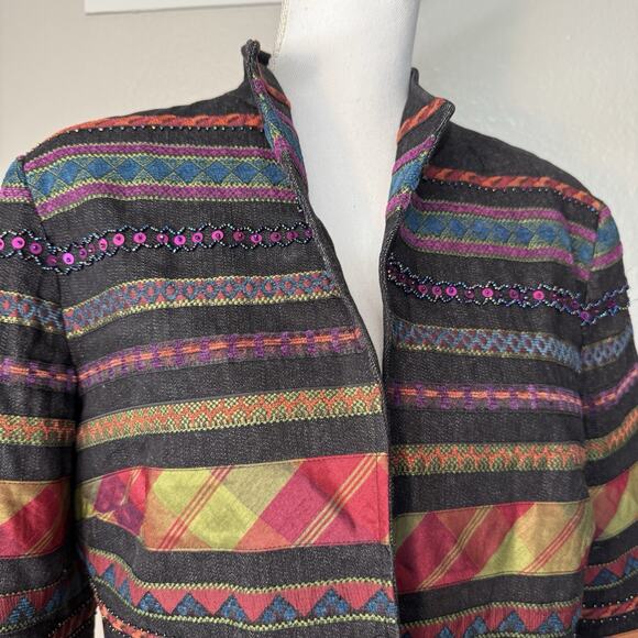 Coldwater Creek Embroidered Beaded Blazer Women's Suit Jacket Brown 12 - Picture 2 of 8